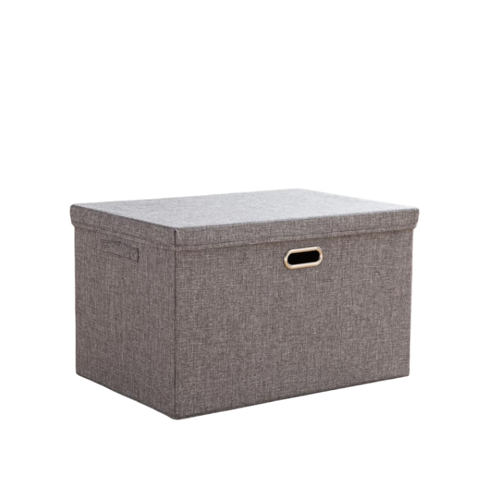 Cosaving Foldable Storage Ottemen with Handles Linen Fabric Foldable Storage Boxes Cover for Home Bedroom Closet Office Nursery13x10x7inches Grey