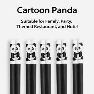 5 Pairs Fiberglass Panda Chopsticks-Reusable Chopsticks Dishwasher Safe, 9.49inch/24.1cm Matte Non-Slip Family/ Hotel/ Restaurant Chop Sticks, Chinese/Japanese Korean Hair ChopStick Gift