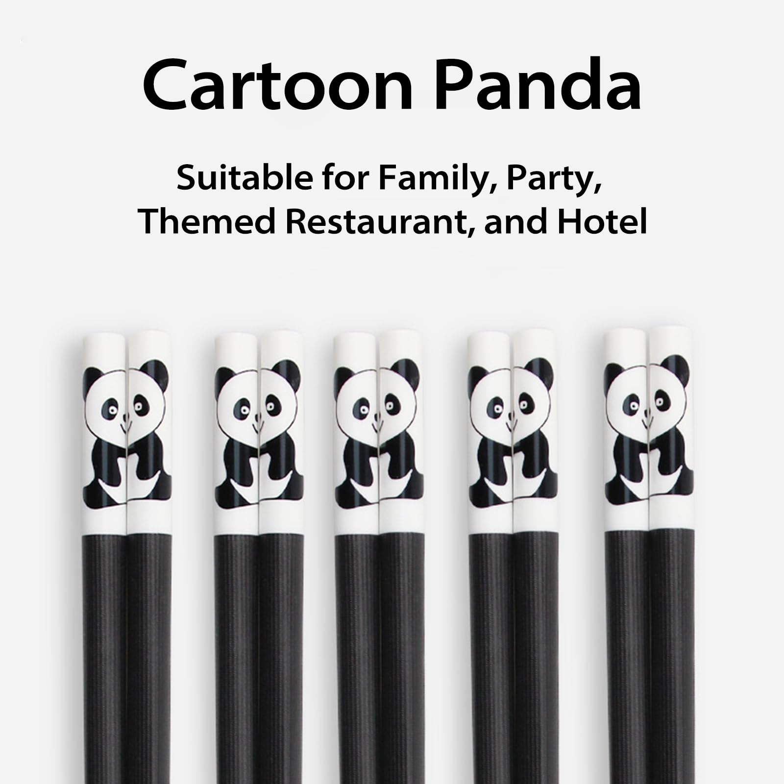 5 Pairs Fiberglass Panda Chopsticks-Reusable Chopsticks Dishwasher Safe, 9.49inch/24.1cm Matte Non-Slip Family/ Hotel/ Restaurant Chop Sticks, Chinese/Japanese Korean Hair ChopStick Gift