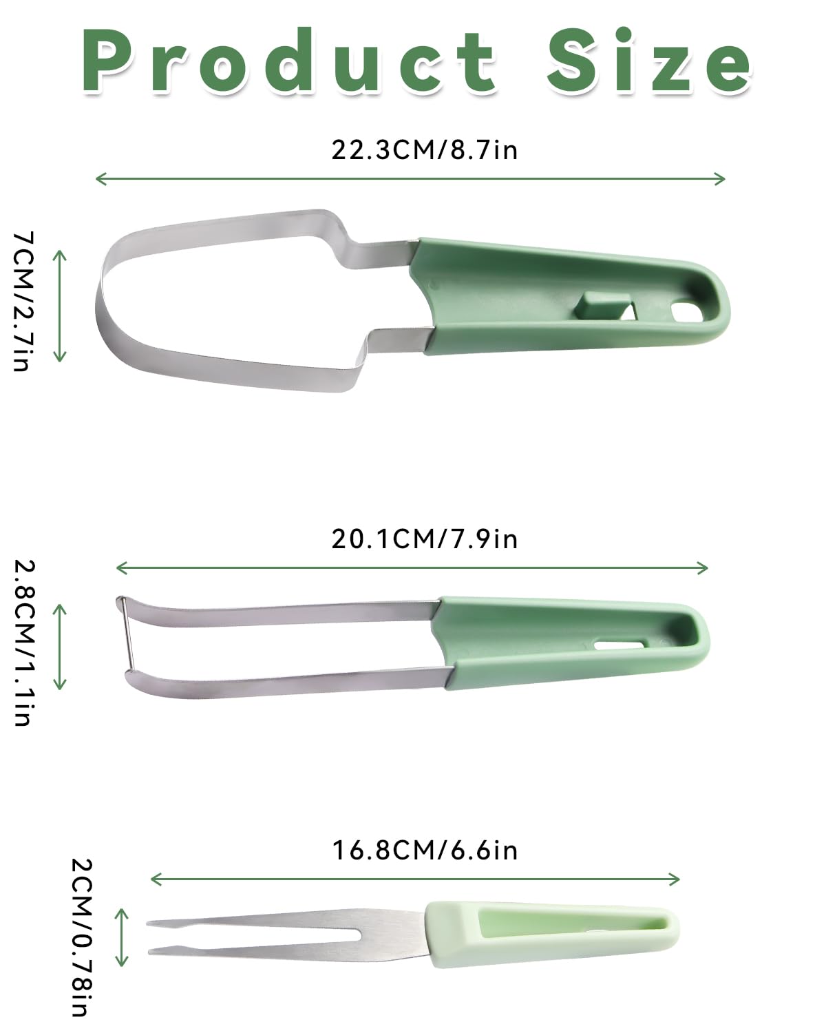 Stainless Steel 3-in-1 Watermelon Cutter Slicer Tool Portable Watermelon Popsicle Cutter Multifunctional Handheld Fruit Fork Quickly Cutting Tool Slicer Set for Home Camping Kitchen Gadgets（1PCS）