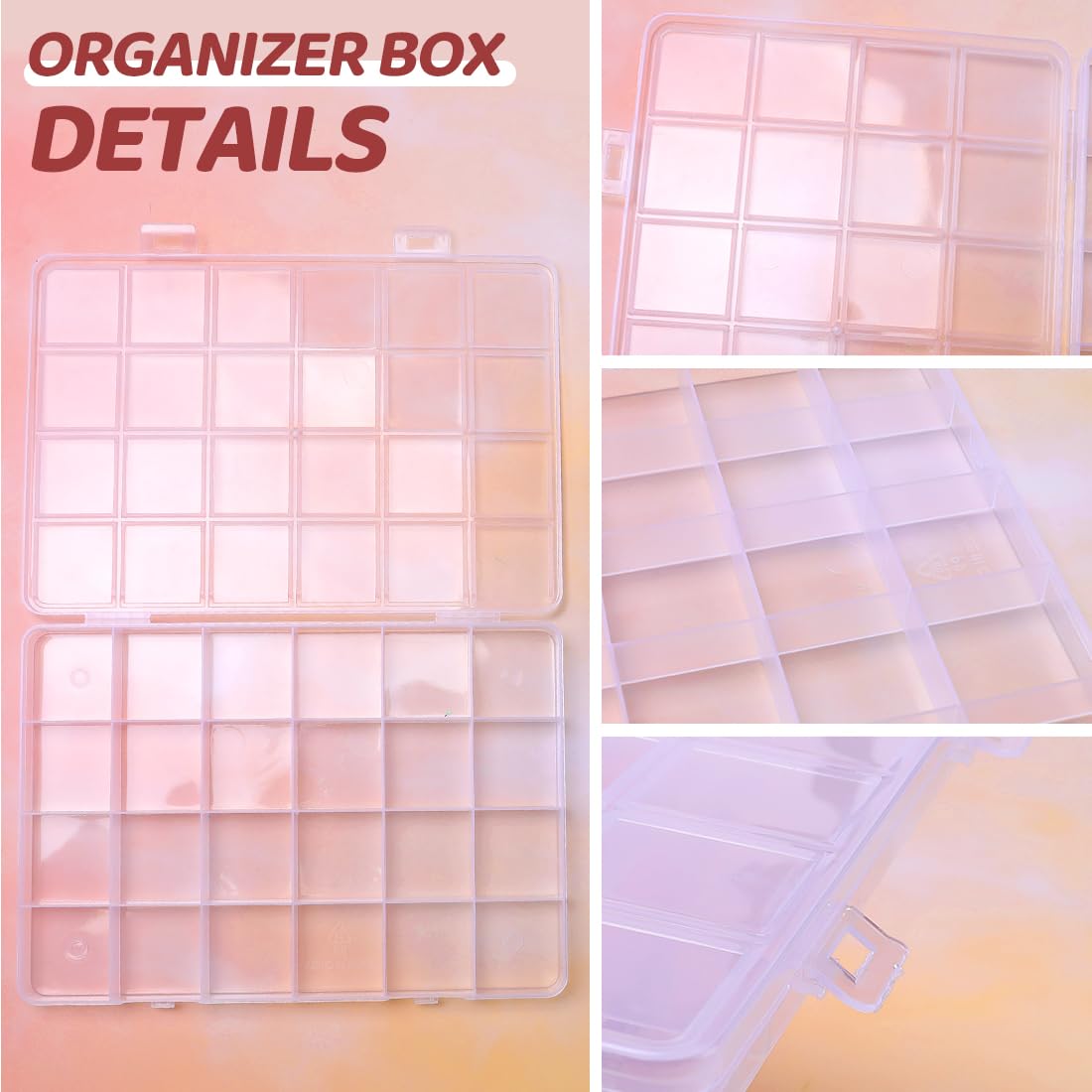 Bead Organizer, Clean Organizer Box, 24 Grids Beading Storage, Craft Organizers and Storage