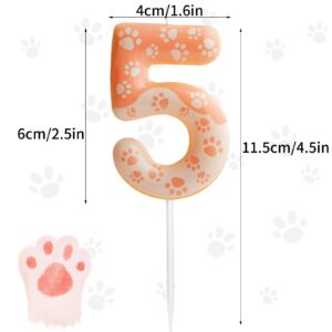 Hongplus Dog Paw 3rd Birthday Candles Number 3 Candle Cake Cupcake Topper Dog Paw Print Themed Happy 3rd Birthday Cake Decorations for Boys Girls Dog Party Supplies Dog Paw Décor