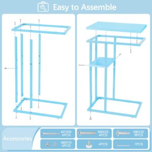 Yoobure C Shaped End Table, Side Table for Couch and Bed, Small Side Table for Small Spaces, Living Room, Bedroom, Rustic Snack Table