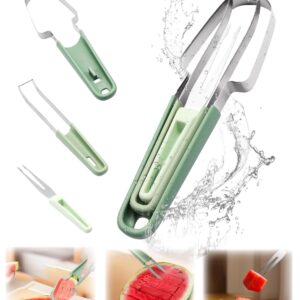 Stainless Steel 3-in-1 Watermelon Cutter Slicer Tool Portable Watermelon Popsicle Cutter Multifunctional Handheld Fruit Fork Quickly Cutting Tool Slicer Set for Home Camping Kitchen Gadgets（1PCS）