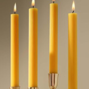 Natural Beeswax Taper Candles,8 inch Long Beeswax Candle Sticks,10 Hour Burn Time Tapered Candle, Dripless and Smokeless Beeswax Tapers, for Purified Air Spa Relaxation Christmas Home Decor(4pcs)