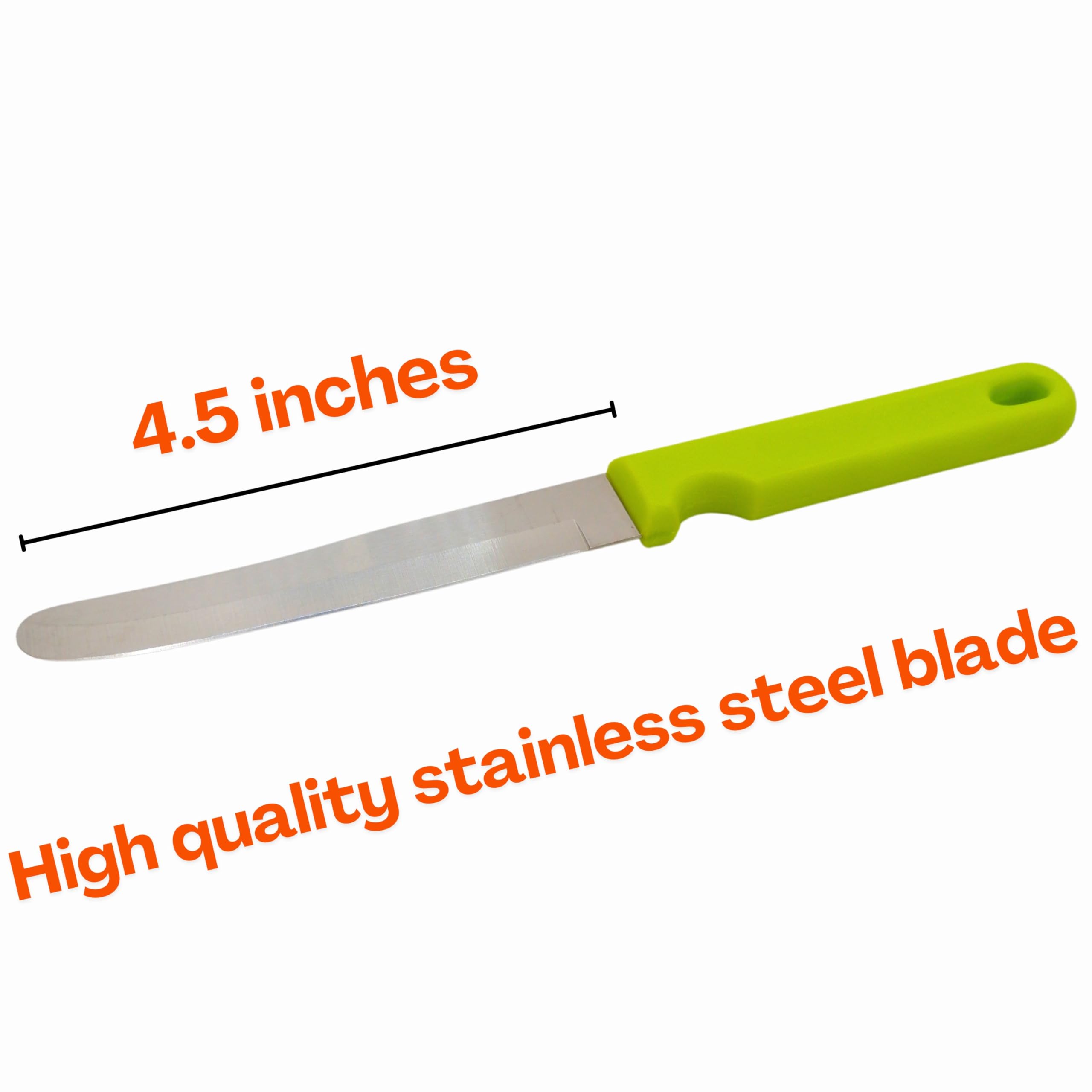 Generic Round Tip Knife, Blunt Knife, Rounded Tip Knives for Cutting Fruit and Vegetable, Smooth Sharp Blade, Safety Knife (Green)