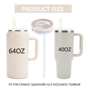 Replacement 40oz Leak Proof Tumbler Lid With Straw - Fit For Stanley 40oz 64oz Adventure Quencher and Quencher 2.0 Tumbler (Cream, 40oz)