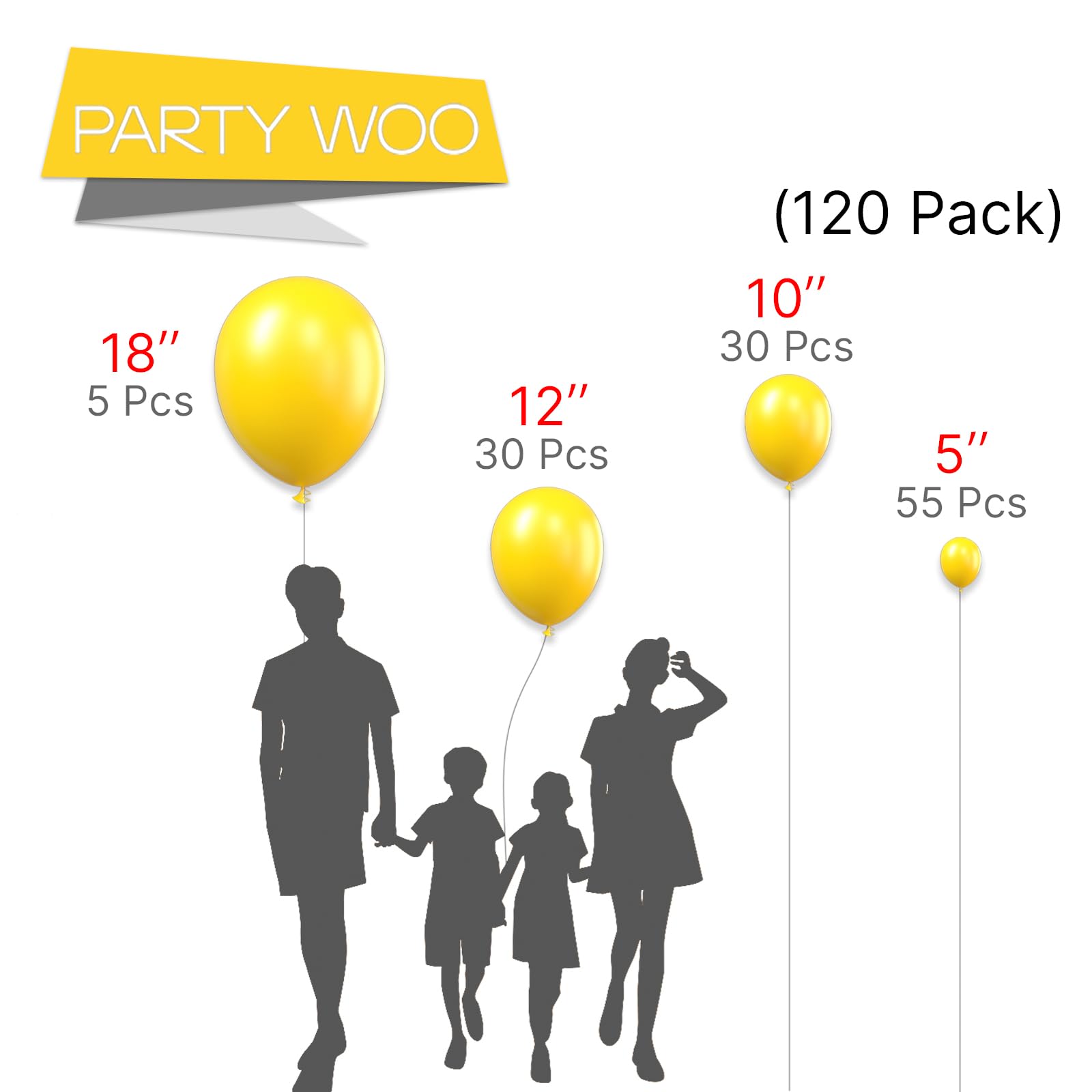 PartyWoo Yellow Balloons 120 pcs Yellow Balloons Different Sizes Pack of 18 12 10 5 Inch Balloon Arch Kit Yellow Balloon Garland for Graduation Easter Birthday Yellow Party Decorations Yellow-Y55