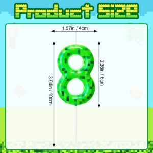 Conelist Pixel Birthday Cake Candle Decoration Dynamite Green Pixel Print Themed Birthday Candles Numeral Birthday Cake Topper for Boy Girl Pixel Game Party Decoration Supplies(Number 8)