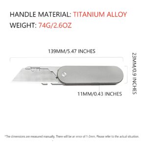 ainhue A33 Unique Deployment Titanium Alloy Pocket Utility Knife, 10pcs Replaceable Blades, 3.3 inches Handles with Pocket Clip, Heavy Duty Box Cardboard Cutter