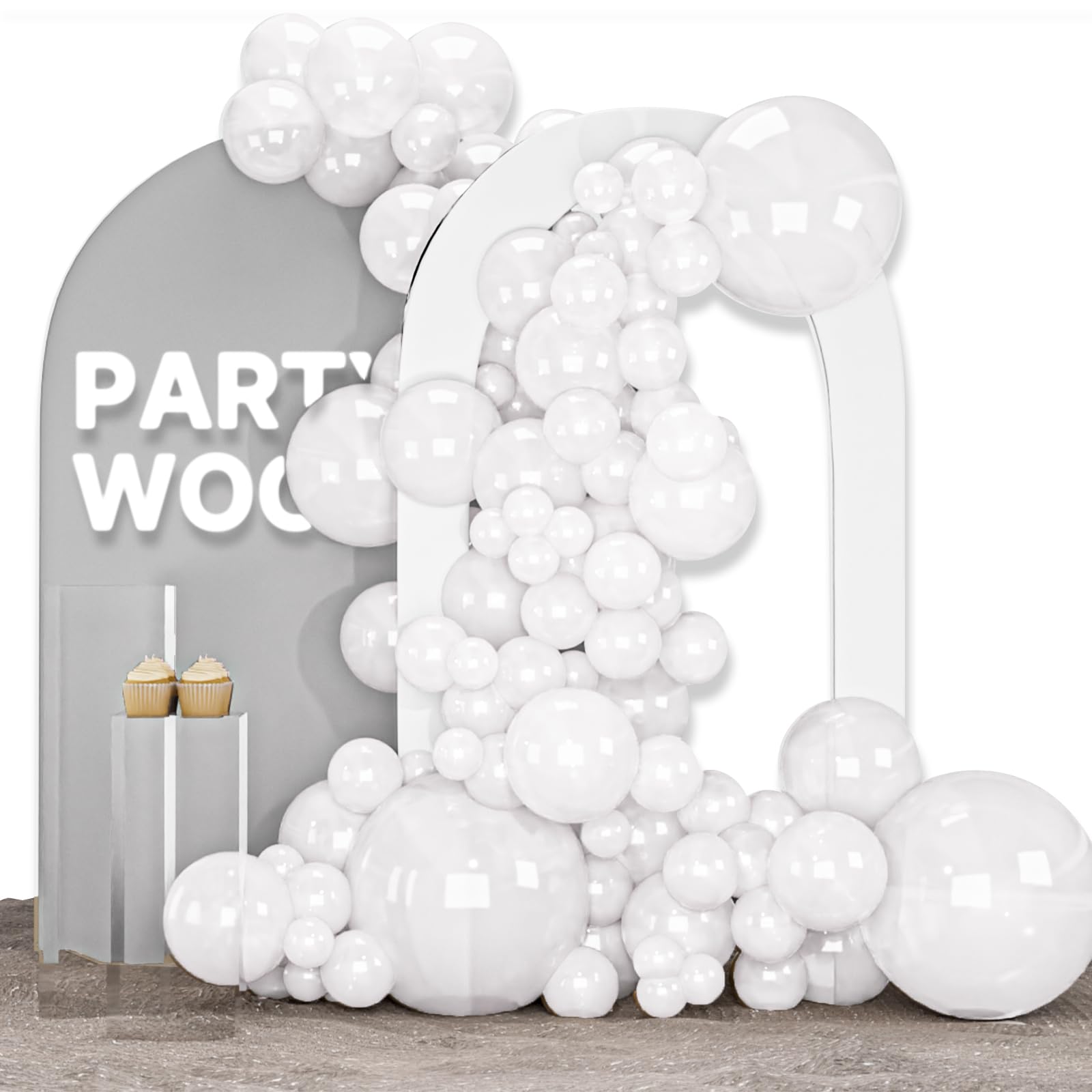 PartyWoo Pearl White Balloons 85 pcs White Balloons Pearl Balloons Different Sizes Pack of 18 12 10 5 Inch White Pearl Balloon Arch Kit Balloon Garland for Wedding Bridal Party Decorations White-Z30