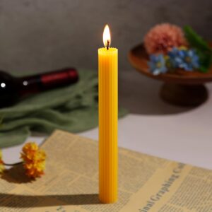 Natural Beeswax Taper Candles,8 inch Long Beeswax Candle Sticks,10 Hour Burn Time Tapered Candle, Dripless and Smokeless Beeswax Tapers, for Purified Air Spa Relaxation Christmas Home Decor(4pcs)