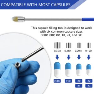 Artcome 15 PCS Capsule Filling Kit for Pill Filler - Lab Scoops, Powder Pan, Herb Tamper and Capsule Holder - Herb Powder Tamper Tools for Medication and Supplements - All Sizes 000 00 0 1 2 3 4 5