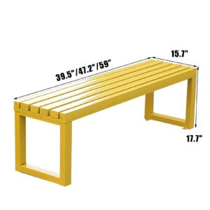 Lebolna Outdoor Garden Benches, 2-3 Person Seat Outdoor Backless Benches Weatherproof, Outside Patio Benches Park Bench with Slatted Seat,Metal Frame,880 lbs Capacity(39.5 inch, White)