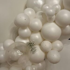 Pearl White Balloon Garland Arch Kit 112pcs Pearl Sand White Double-Stuffed Balloons Arch With Pearl Stickers For Bridal Shower Wedding Birthday Baby Shower Anniversary Decorations(Sand White)