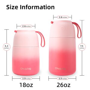 ChugJug Thermo for Hot Food for Adults Kids | Wide Mouth, 18 oz Insulated Food Container with Spoon, Leakproof Soup Thermo for School Office Travel, Thermal Steel Food Jar Easy to Carry (Pink)