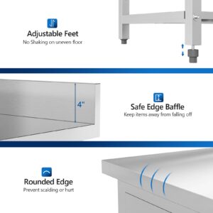 ROVSUN 36 x 24 Inches Stainless Steel Table with 2 Drawers, Heavy Duty Metal Prep & Work Table with Undershelf for Commercial Kitchen, Restaurant, Home,Hotel and Garage