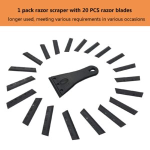 Plastic Razor Blade Scraper Kit with Big Blade for Adhesive, Stickers, Labels, Paint, and Decal Removal on Windows and Glass (Black)