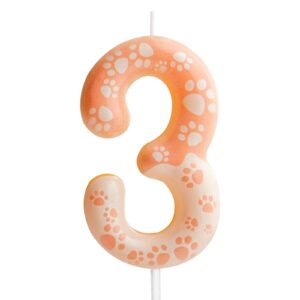 hongplus dog paw 3rd birthday candles number 3 candle cake cupcake topper dog paw print themed happy 3rd birthday cake decorations for boys girls dog party supplies dog paw décor