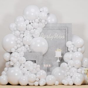 partywoo pearl white balloons 100 pcs white balloons pearl balloons different sizes pack of 18 12 10 5 inch white pearl balloon arch kit balloon garland for wedding bridal party decorations white-z30