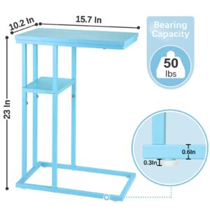 Yoobure C Shaped End Table, Side Table for Couch and Bed, Small Side Table for Small Spaces, Living Room, Bedroom, Rustic Snack Table