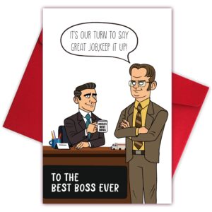 funny office boss day card for best boss, office michael boss card, office dwight boss card, to the best boss ever thank you card for him her