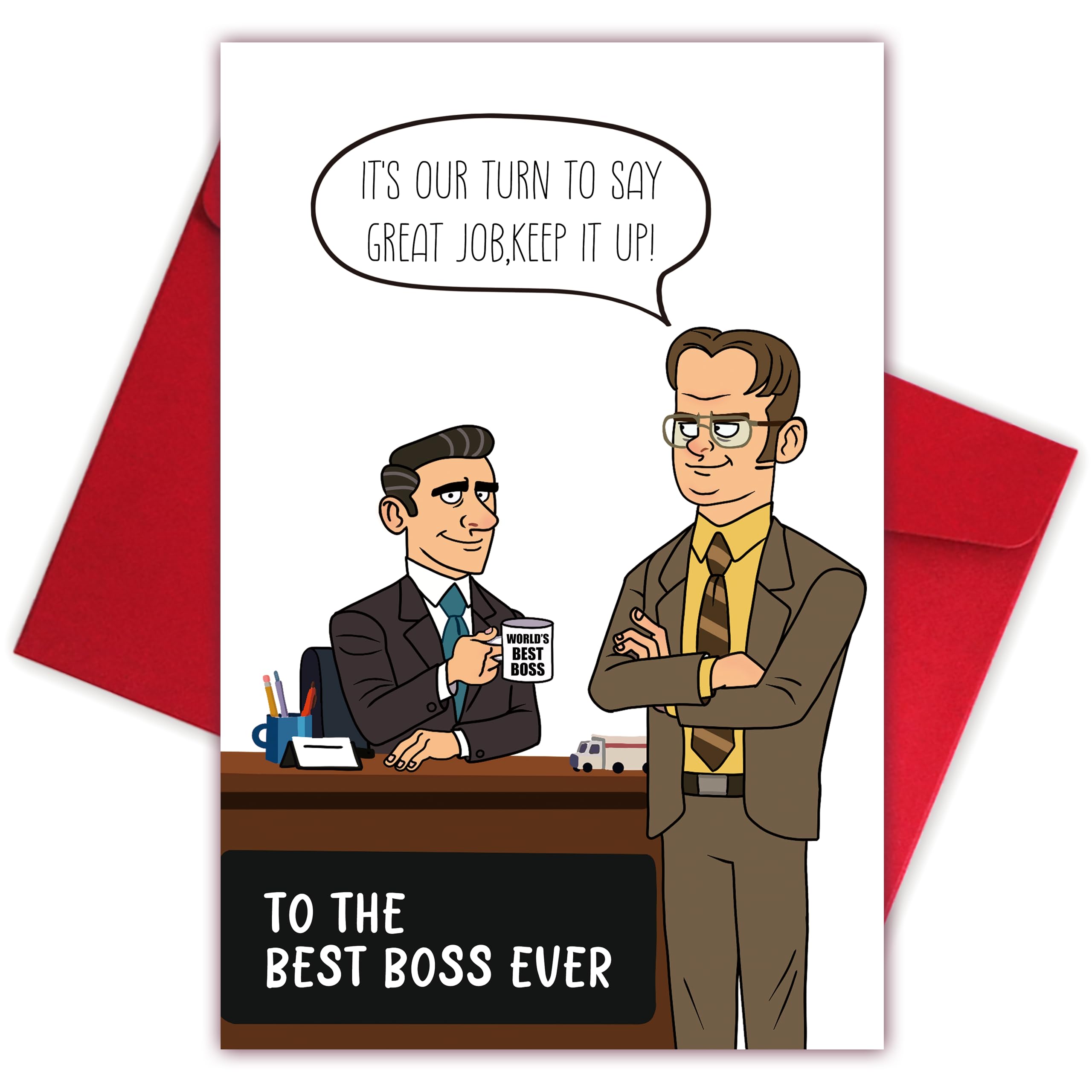 Funny Office Boss Day Card for Best Boss, Office Michael Boss Card, Office Dwight Boss Card, To The Best Boss Ever Thank You Card for Him Her