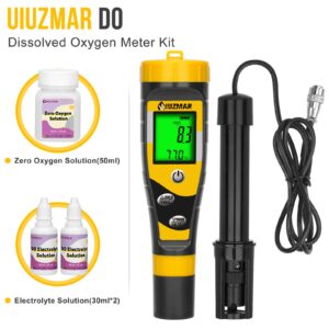 UIUZMAR Digital Dissolved Oxygen Meter Portable Dissolved Oxygen Test Kit with 3.6ft Electrode for Ponds Aquarium Aquaculture Do Meter for Water Fish Tank with Measuring Range 0.0‑40.0 Mg/L