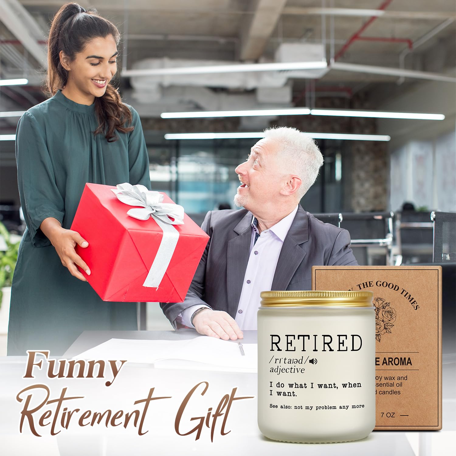 Happy Retirement Gift for Women Men, Teacher Nurse Retirement Gift Ideas, Funny Retirement Candle, Goodbye Farewell Gifts for Coworker Boss, Retirement Decorations