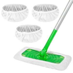 zehrai 3 pack reusable microfiber mop pads compatible with swiffer sweeper mop, wet and dry flat mop cover, washable swiffer pads for surface/hardwood floor cleaning (mop is not included)