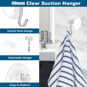 42 Pcs Suction Cups with Hooks - 1.78 inch Clear Plastic Sucker Hooks for Glass Window Wall, Utility Hooks Hangers for Christmas Festivals Parties Theme Carnival Decoration Door Bathroom Kitchen