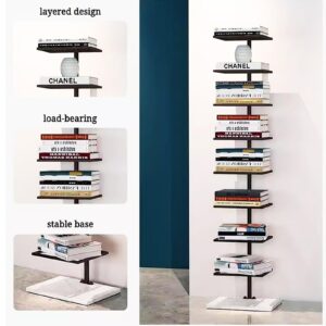 Lebolna Modern Vertical Bookshelf Tower,Free Standing Bookcase Open Shelves,Simple Narrow Invisible Bookshelf for Small Spaces,Floor Wall Bookcase for Living Room,Bedroom,Office(Black)