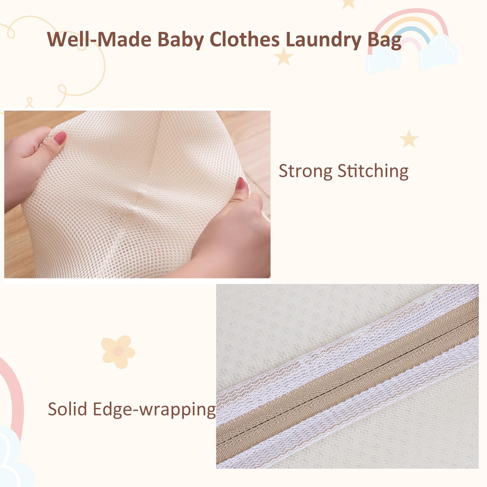 Britier 4pcs 155g Thicken Mesh Laundry Bags, 3-layer Anti-Tear Breathable Mesh, Gentle Washing Delicates, Insulate Dust & Fur in Washing Machine, 4-Size Lingerie Bag for Baby Clothes, Sock, Blanket.