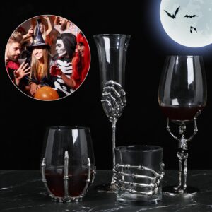 Kimpoant Halloween Skull Wine Glass - Skeleton Ghost Hand Wine Glass- Halloween Parties and Events, Skull Wine Glass, Halloween Drinking Glasses, Skeleton Hand Goblet (A1)