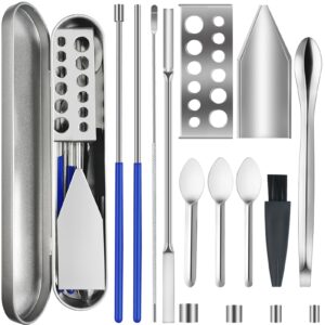 artcome 15 pcs capsule filling kit for pill filler - lab scoops, powder pan, herb tamper and capsule holder - herb powder tamper tools for medication and supplements - all sizes 000 00 0 1 2 3 4 5