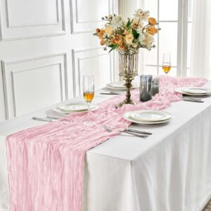 light pink cheesecloth table runner 10ft pink table runner gauze rustic boho table runner sheer runner for wedding party bridal shower thanksgiving christmas party decoration