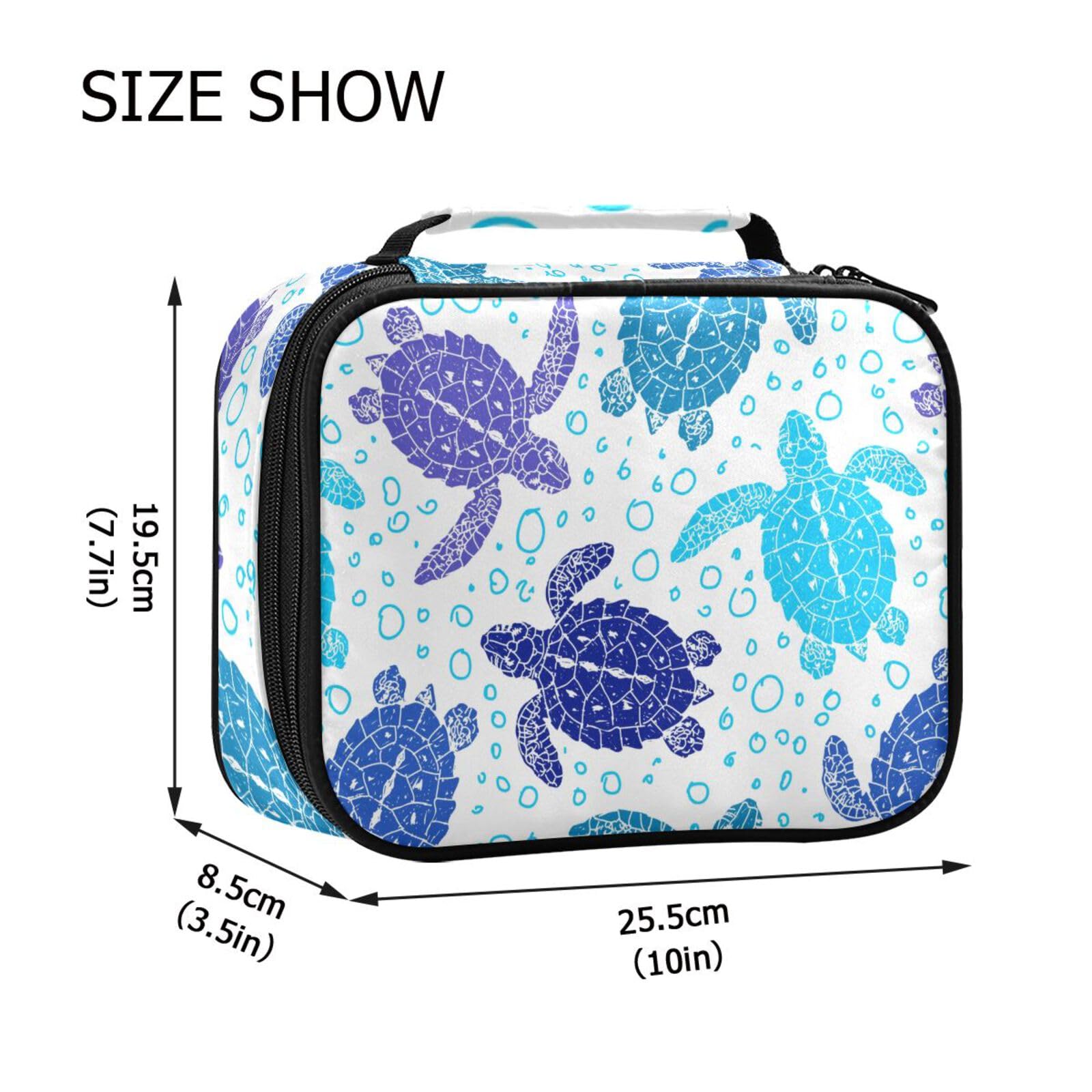 FOLIOSA Blue Sea Turtle Pencil Case Multiple Elastic Slots Holds 64 Watercolor Pens or 96 Colored Pencils Waterproof Large Capacity 10×7.7×3.5 in