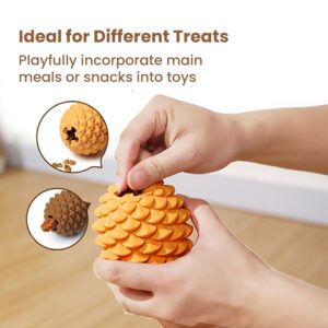 Petinstinct Dog Puzzle Toy, Interactive Dog Treat Dispenser, Tough Rubber Dog Toys for Aggressive Chewers, Dog Enrichment Toys for Teething, Pine Cone, Yellow