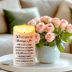 HN HAIINAA 50th Wedding Anniversary Candle 50th Anniversary Wedding Gifts for Couple Parents Grandparents Husband Wife, Happy 50th Anniversary Decoration