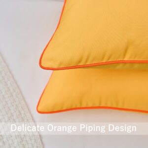 LIGICKY Pack of 2 Yellow Outdoor Waterproof Throw Pillow Covers Decorative Orange Edge Rectangle Pillows Cushion Case Outside Pillowcase for Patio Couch Tent Sunbrella (12x20 inch)