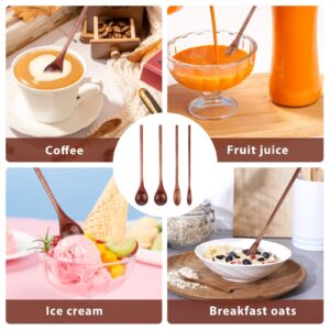 4 Pieces Wooden Coffee Mixing Spoons, Long Handle Wooden Spoon Mixing Honey Spoon Handmade Wood Stirring Spoon for Kitchen Stirring