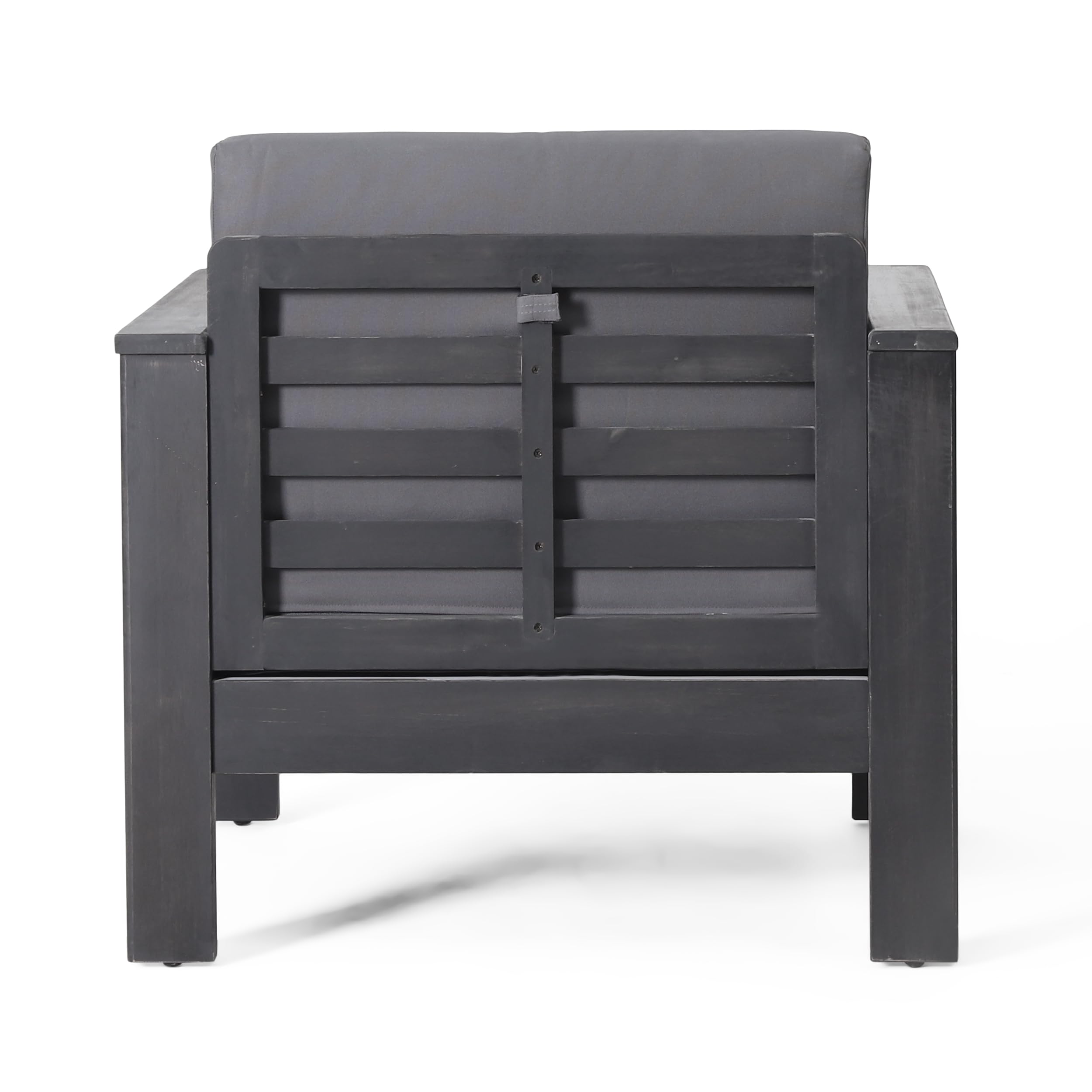 Christopher Knight Home Louver Outdoor Acacia Wood Club Chairs with Cushions, 32 "W x 27.75 "D x 27.75 "H, Dark Gray