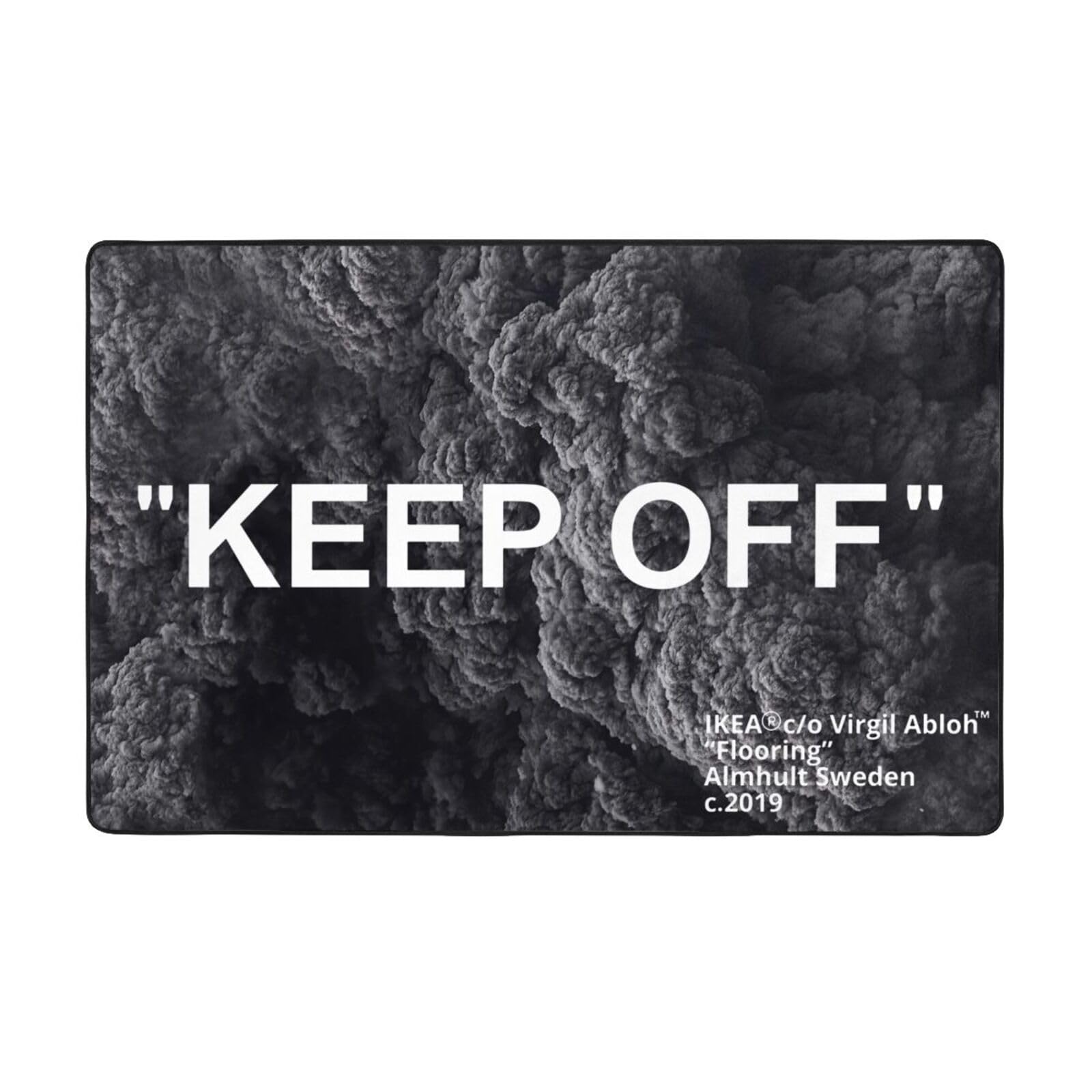 Keep Off Area Rug Black Gray Rug Modern 3D Printing Carpet Large Popular Anti- Slip Floor Mats for Livingroom Bedroom Playroom Office 3' x 4'