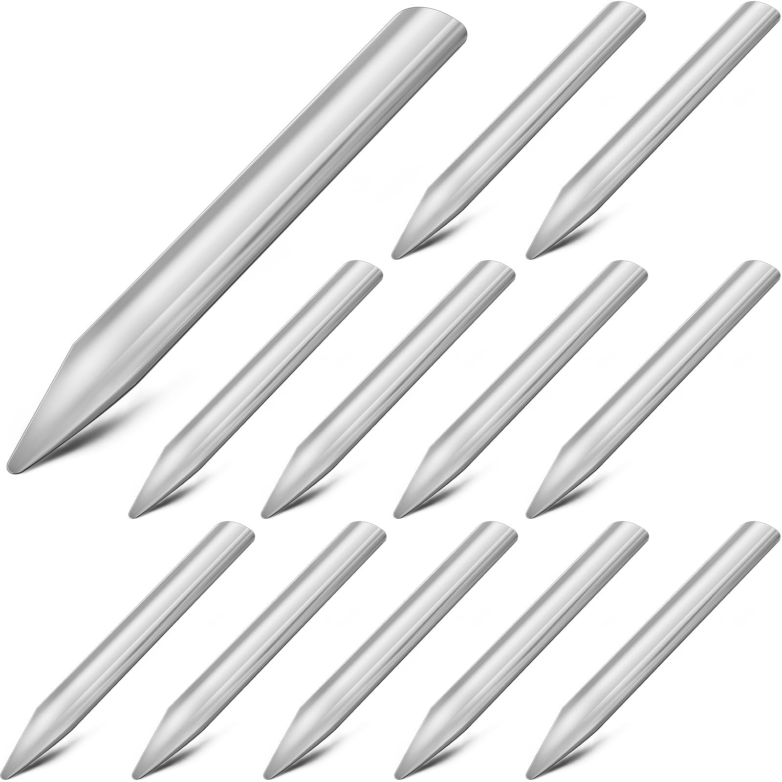 Zonon 12 Pcs 6 Inch Lab Spatula Stainless Steel Lab Scoop Spatula with Rounded Pointed Ends Laboratory Curved Metal Bead Scoop for Scooping Transferring Mixing Powders Pastes Classrooms Home Tool