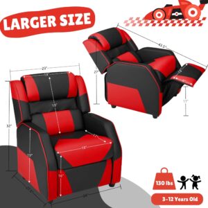 Racer Larger Kids Recliner Children Gaming Reclining Chair Leather Ergonomic Sofa Ages 3-12