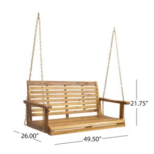 Christopher Knight Home Outdoor Acacia Wood Porch Swing,Brown/Teak