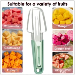 YEPVIE Watermelon Cutter Slicer Tool, 3-in-1 Stainless Steel Watermelon Fork Slicer and Popsicle Cutter with Clear Wall Hook, Portable Fruit Cutter Set for Home, Kitchen and Camping