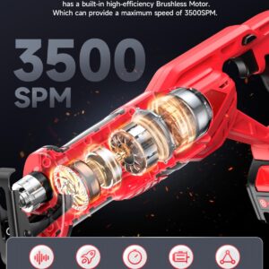 Reciprocating saw, Enhanced 3500 SPM Low Noise Brushless Motor, High-Performance 2*21V 4.0 Ah Batteries Extended Standby, 8 pcs Versatile Alloy Steel Blade Set Easily Cut Through Wood, Metal, ABS etc.