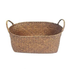 woven basket for storage with handle, wicker gathering harvest basket outdoor shopping storage basket, indoor decorative storage and organization