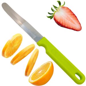 generic round tip knife, blunt knife, rounded tip knives for cutting fruit and vegetable, smooth sharp blade, safety knife (green)